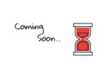 Stundenglas Rotes Stundenglas mit der Schrift "coming soon"
