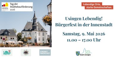 Usingen Lebendig! Bürgerfest in der Innenstadt Samstag 9. Mai 2026 11.00 – 17.00 Uhr - 2 Usingen Lebendig! Bürgerfest in der Innenstadt Samstag 9. Mai 2026 11.00 – 17.00 Uhr - 2